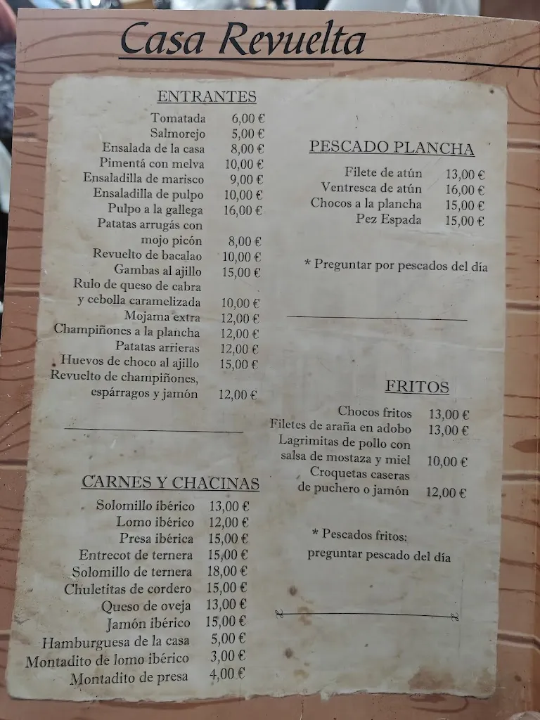 Menu_Taberna Casa Revuelta 