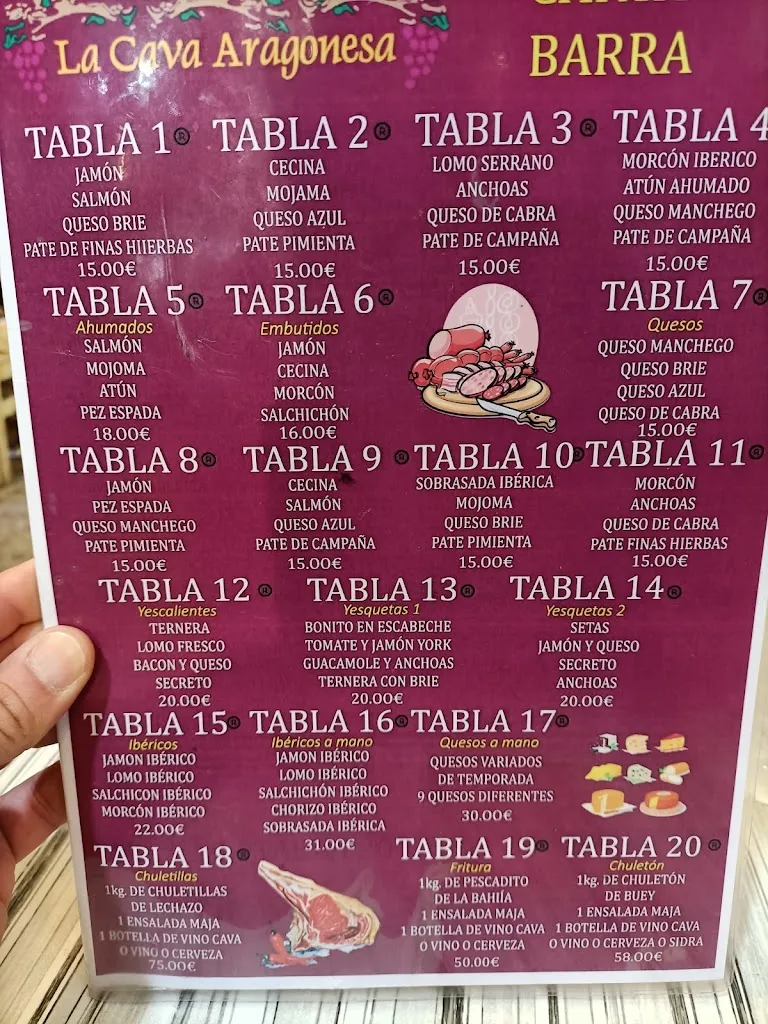 Menu_La Cava Aragonesa_Benidorm_image_1