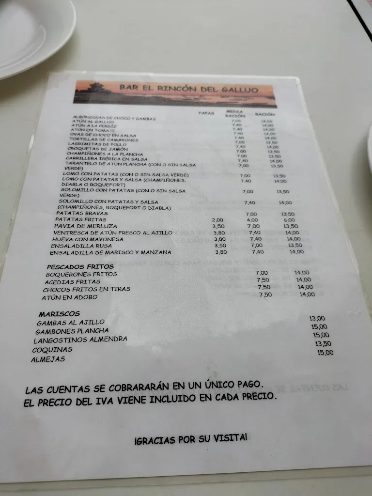 Menu_Bar El Rincón del Gallúo_Isla Cristina_image_2