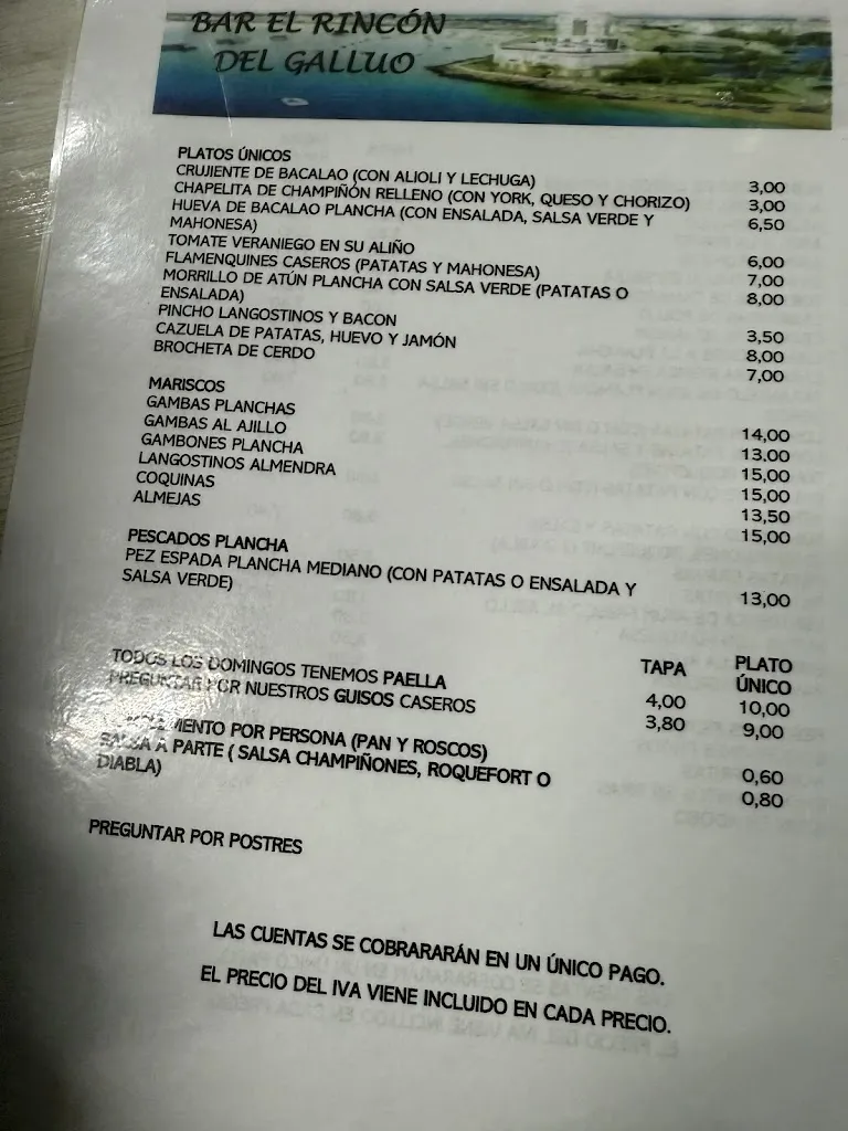 Menu_Bar El Rincón del Gallúo_Isla Cristina_image_4