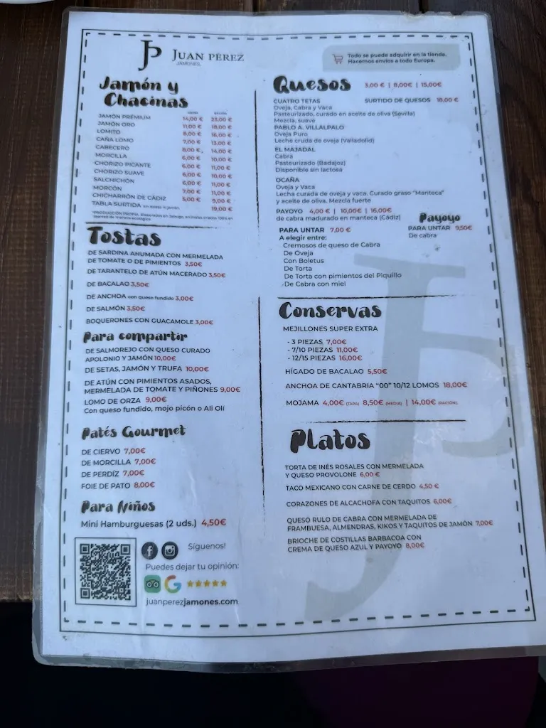 Menu_Juan Pérez Jamones - Abacería Isla Cristina_Isla Cristina_image_1