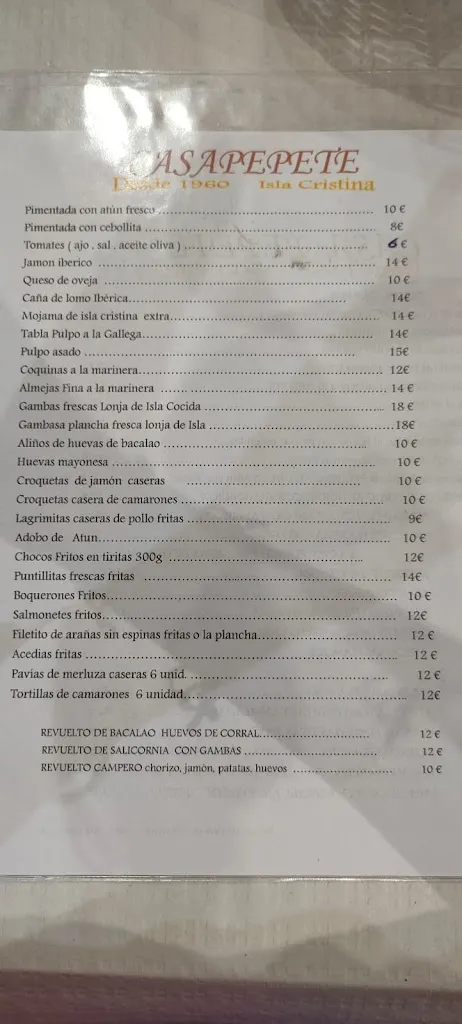 Menu_BAR CASA PEPETE 1960_Isla Cristina_image_2