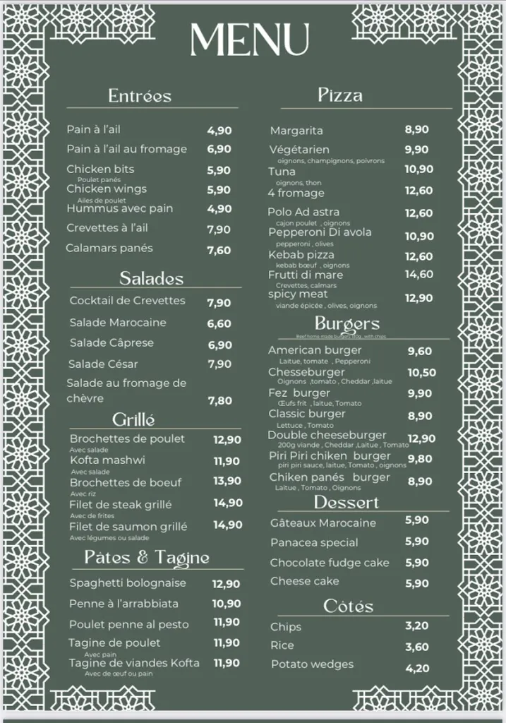 Menu_THE BISTRO panacea london lounge_Benidorm_image_2