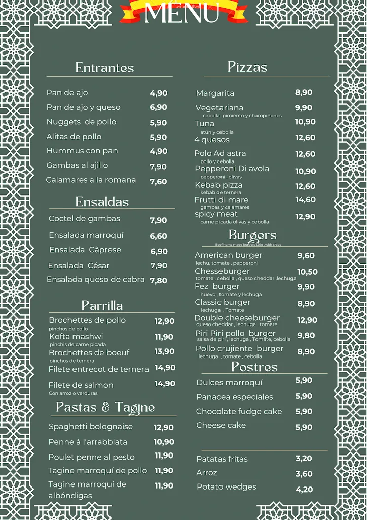 Menu_THE BISTRO panacea london lounge_Benidorm_image_3