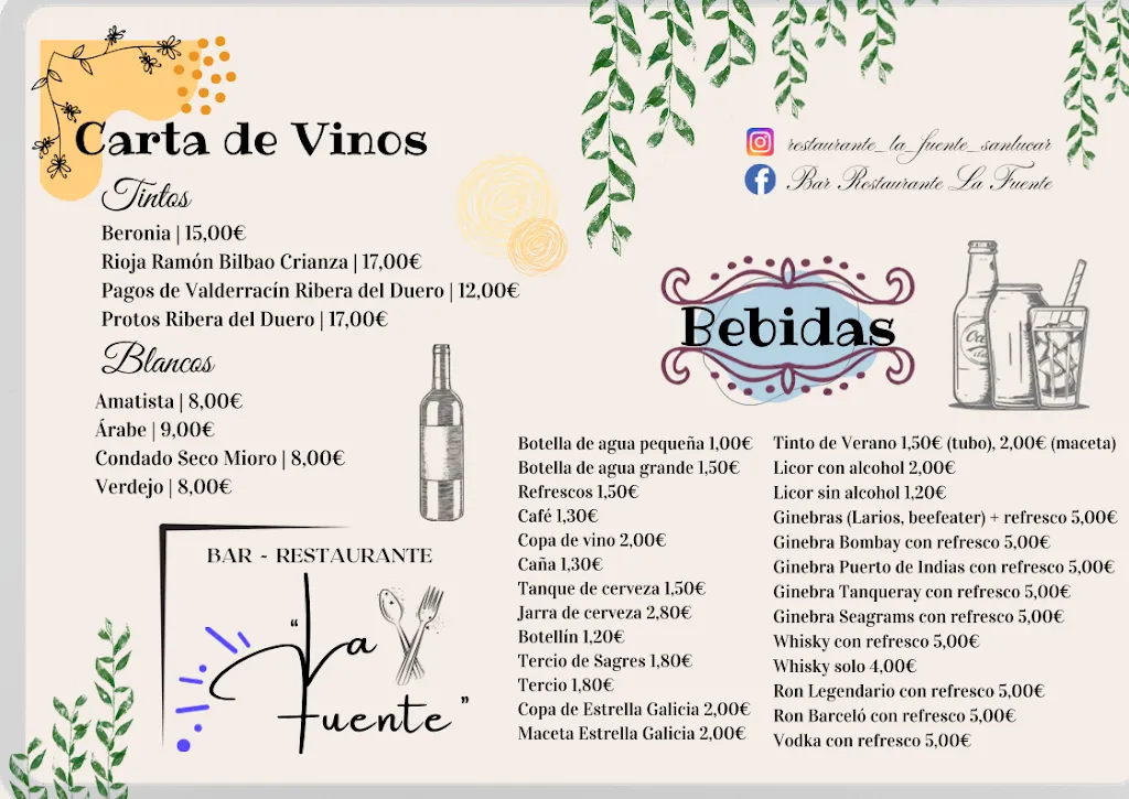 Menu_Bar Restaurante La Fuente_Sanlúcar de Guadiana_image_2