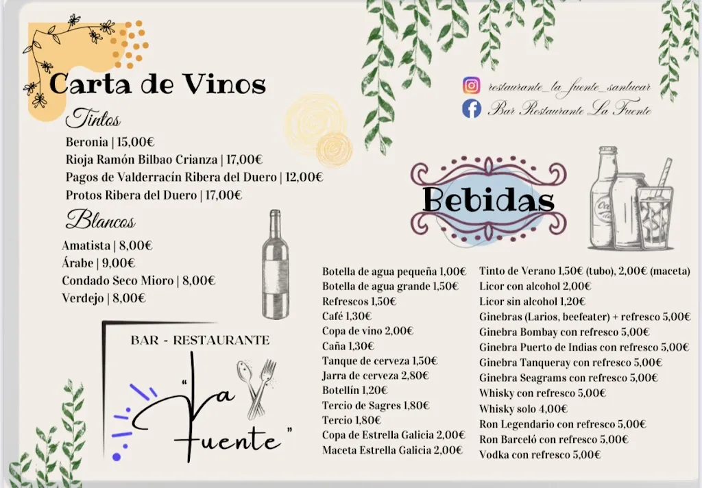 Menu_Bar Restaurante La Fuente_Sanlúcar de Guadiana_image_3