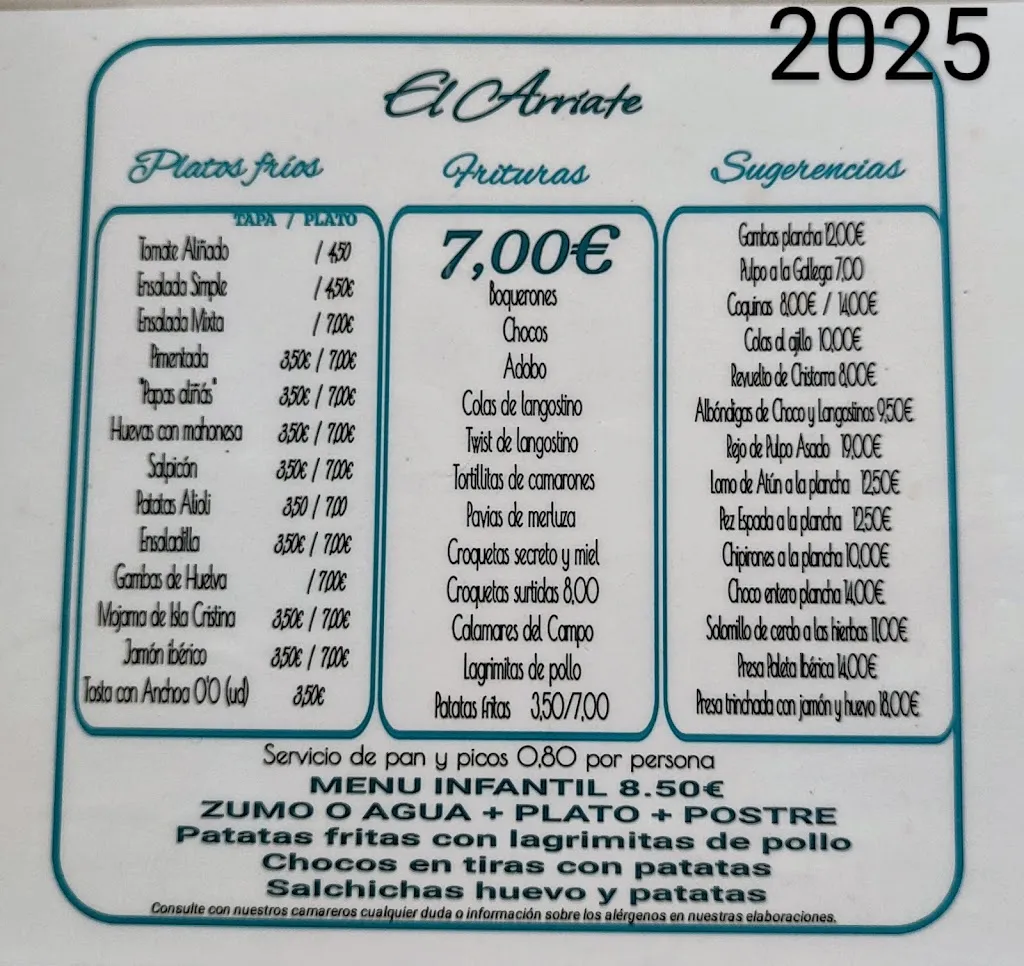 Menu_Restaurante Bar de tapas El Arriate_Punta Umbría_image_3