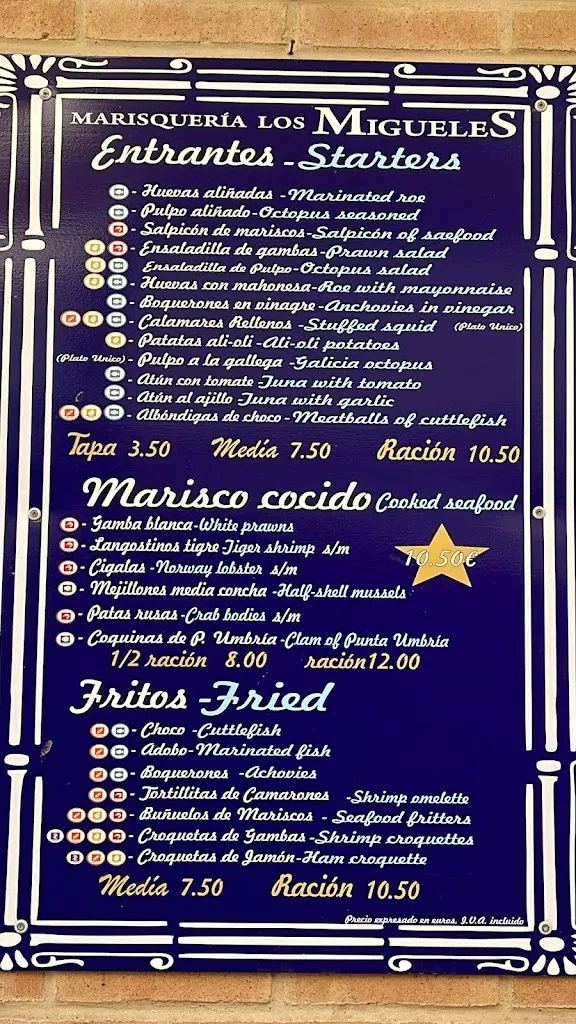 Menu_Marisquería Los Migueles_Punta Umbría_image_1