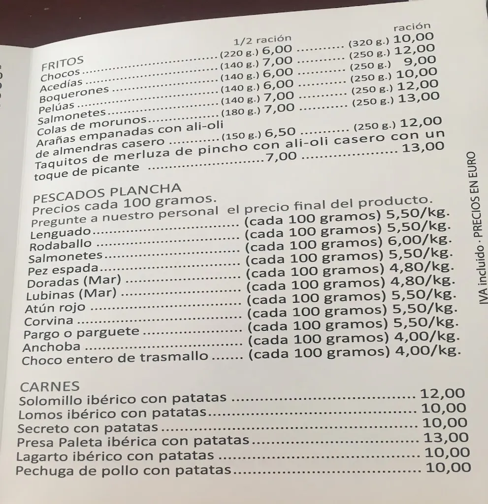 Menu_El Bar de Isidro_Punta Umbría_image_2