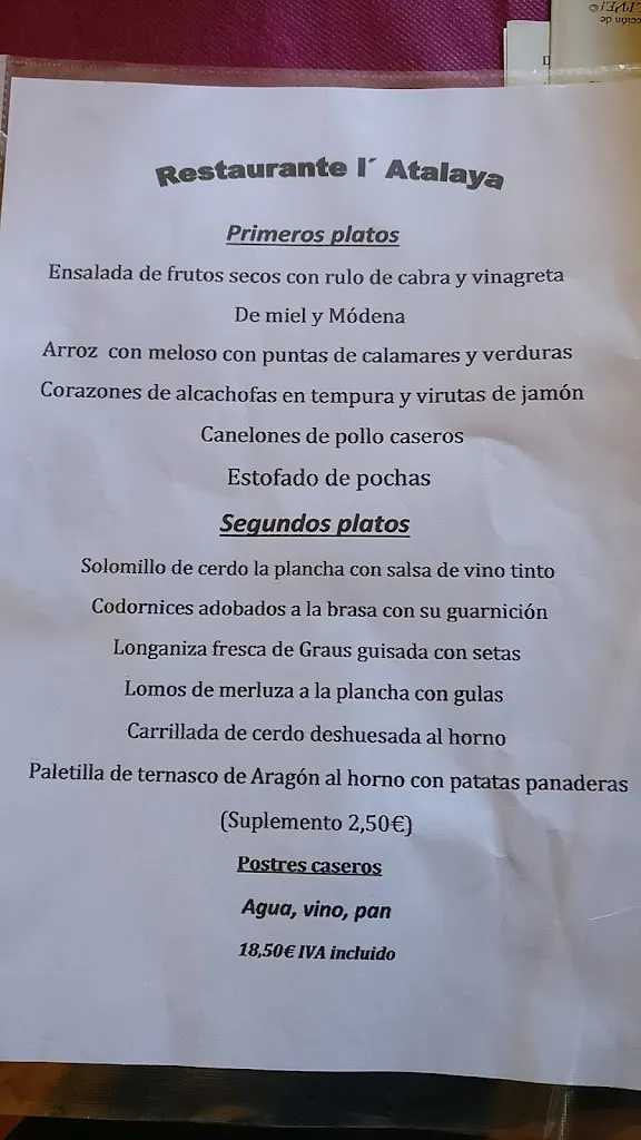 Menu_Restaurante-bar L’Atalaya_Abizanda_image_4