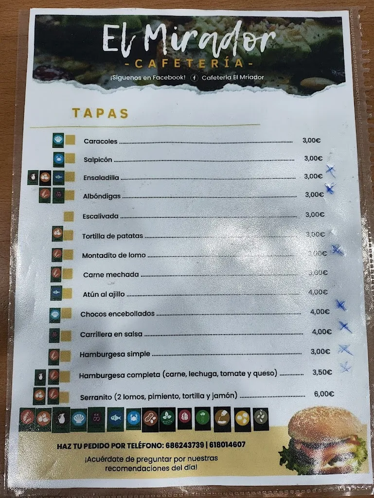 Menu_Bar Terraza El Mirador_Villanueva de los Castillejos_immagine_1