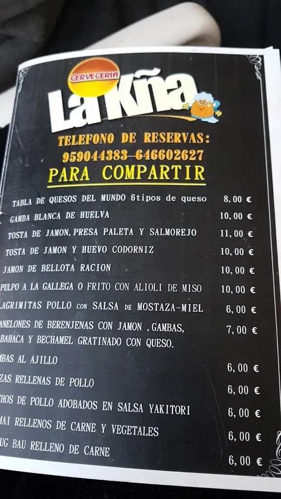 Menü_Restaurante Cerveceria la Kña_Valverde del Camino_Bild_1