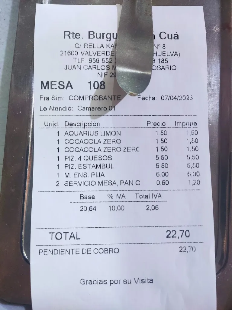 Guendalina García Francés_Restaurante Burguer Cuá Cuá_Valverde del Camino_review