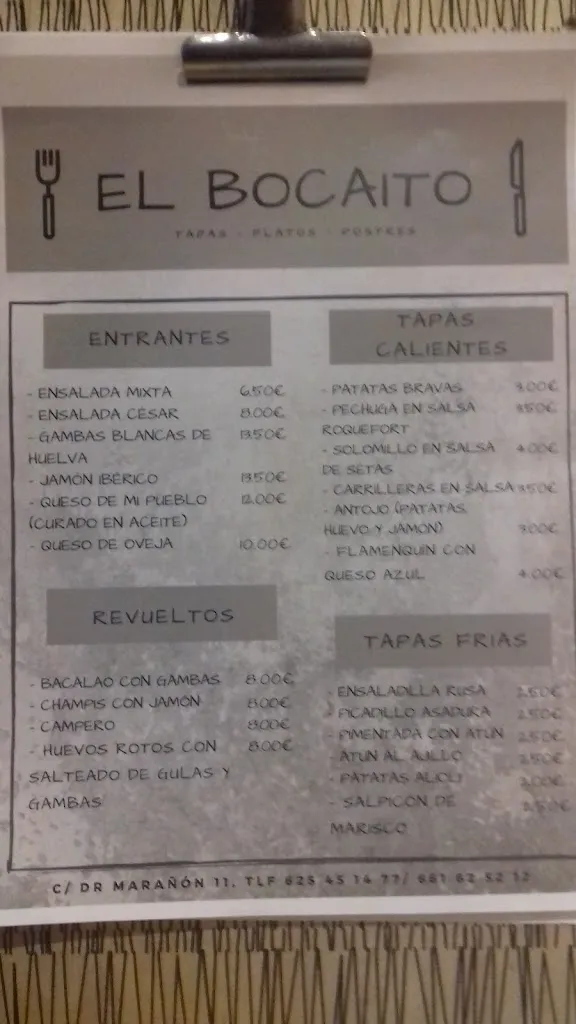 Menu_Café-Bar El Bocaito_Valverde del Camino_image_1