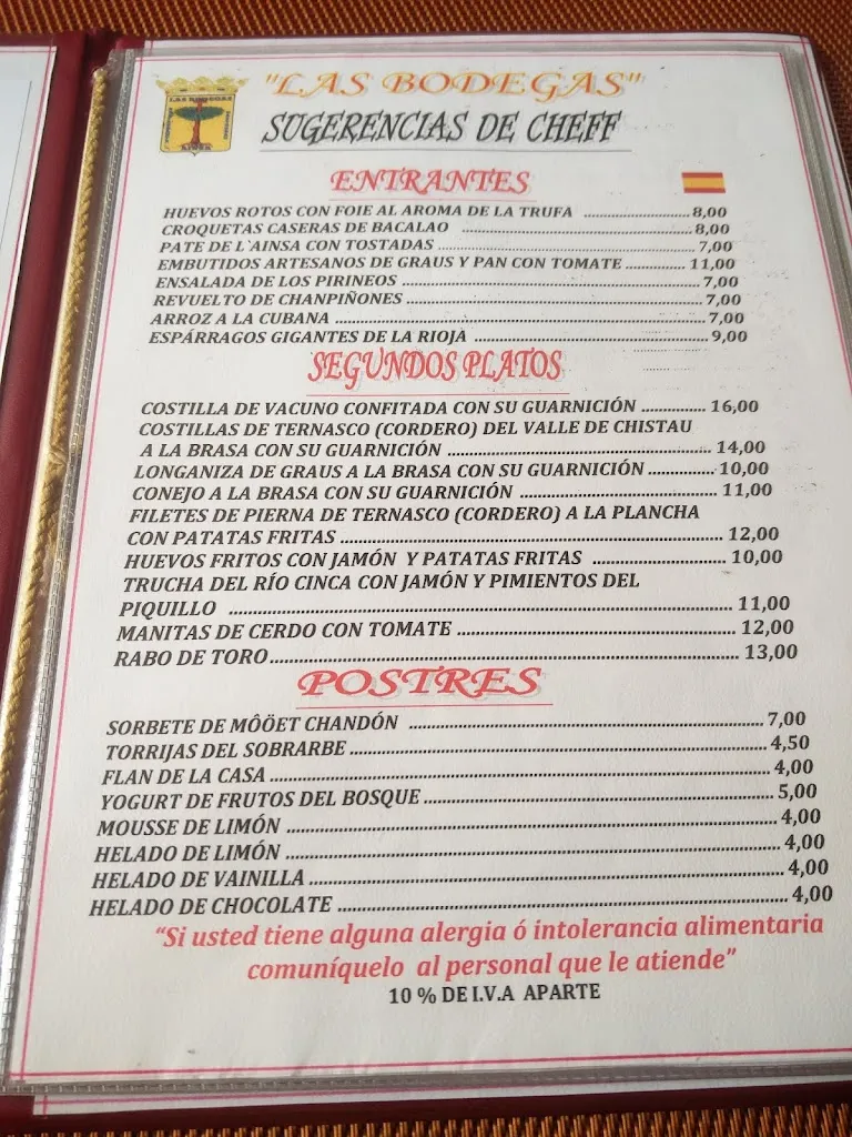 Menu_Las Bodegas de Ainsa Asador_Aínsa-Sobrarbe_image_1