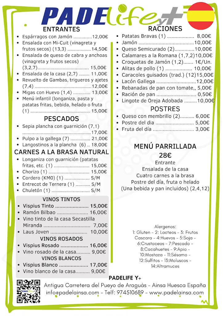 Menu_Padel Life & Mas_Aínsa_immagine_1