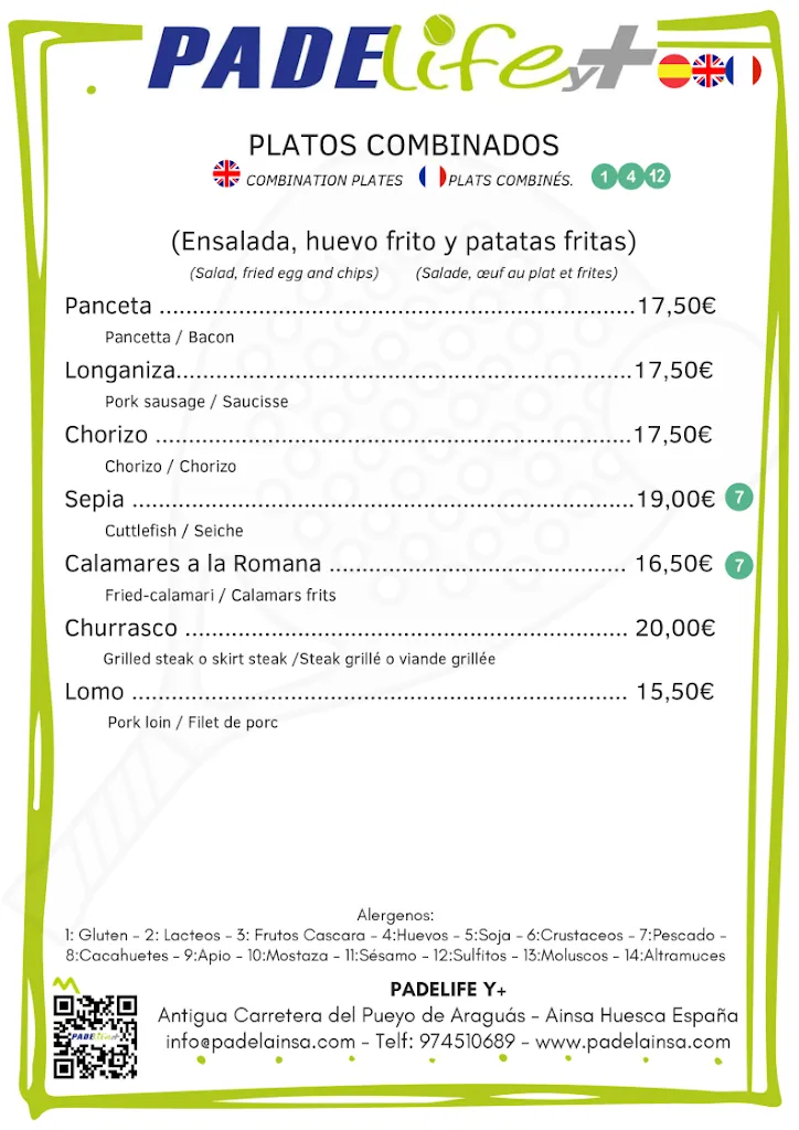 Menu_Padel Life & Mas_Aínsa_immagine_2