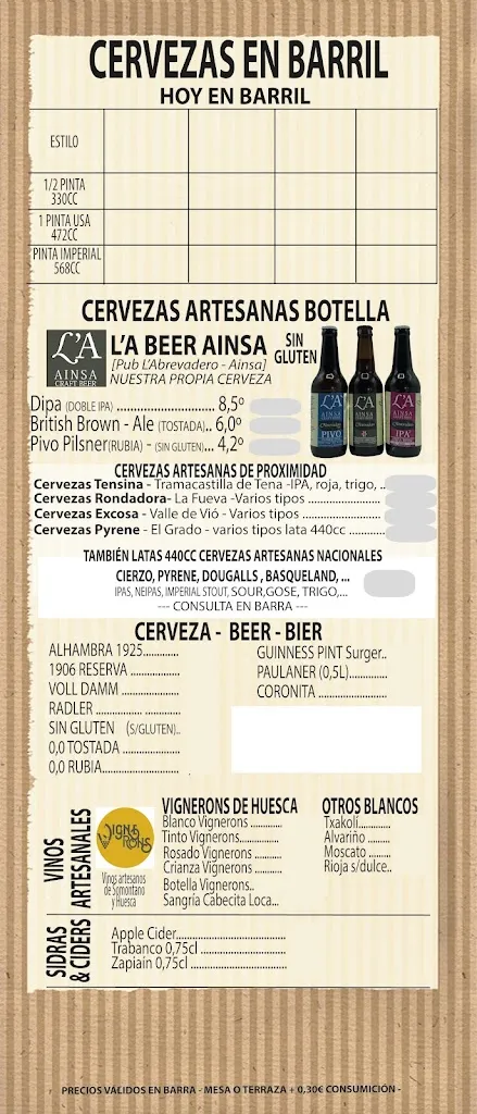 Menu_Pub L' Abrevadero_Aínsa_image_4