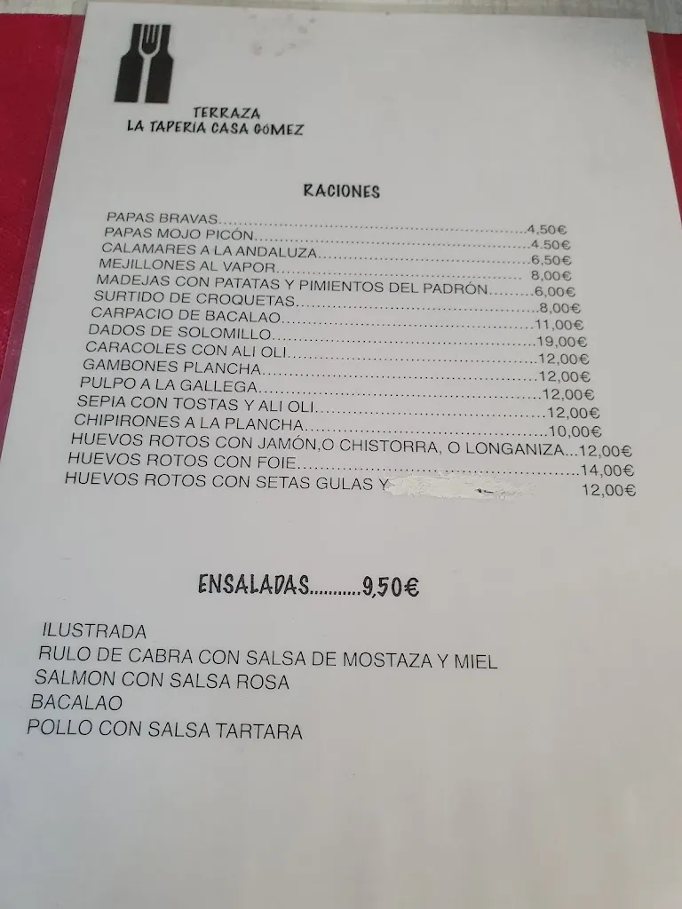 Menu_La Tapería Casa Gómez_Almozara_image_1