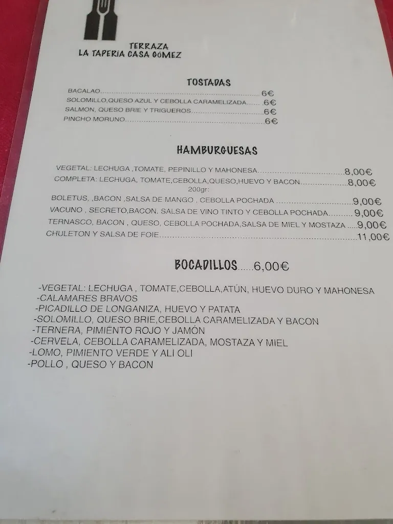 Menu_La Tapería Casa Gómez_Almozara_image_2