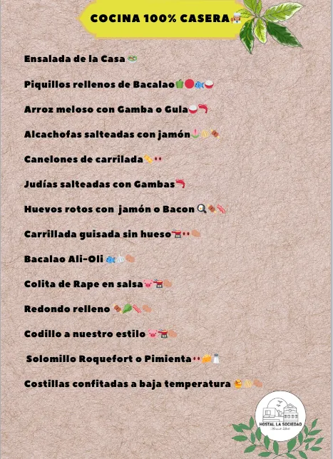 Menu_Bar Restaurante Hostal La Sociedad_Arenys de Lledó / Arens de Lledó_image_1