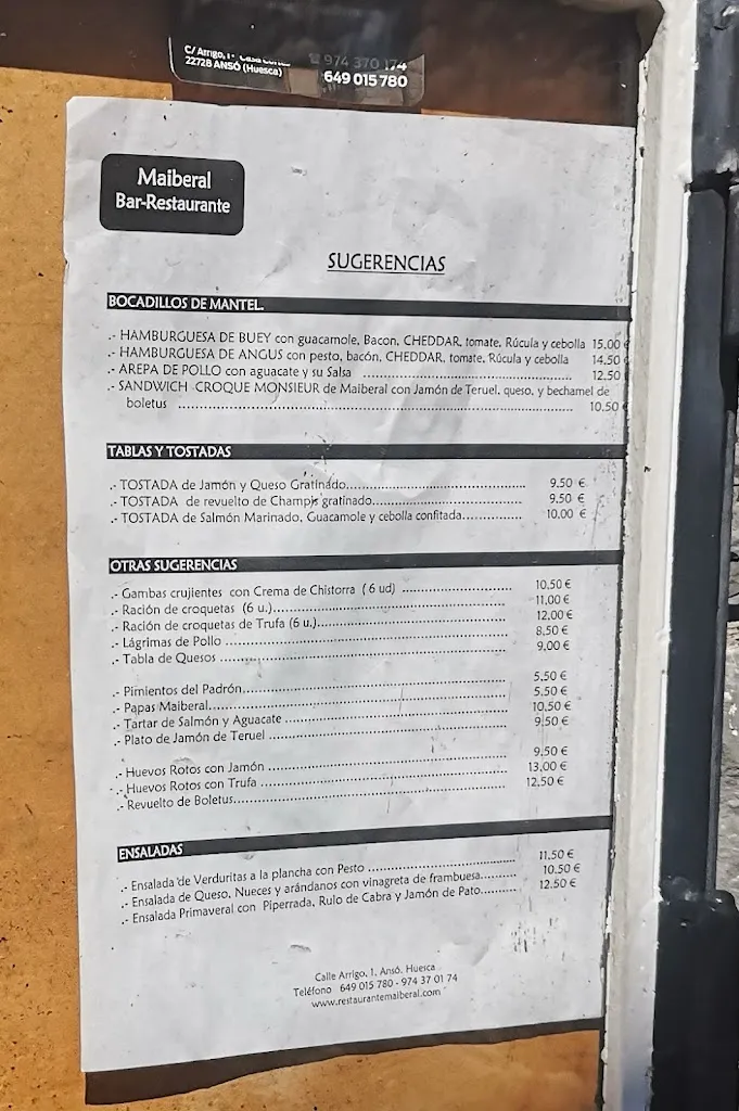 Menu_Restaurante Maiberal_Ansó_immagine_1