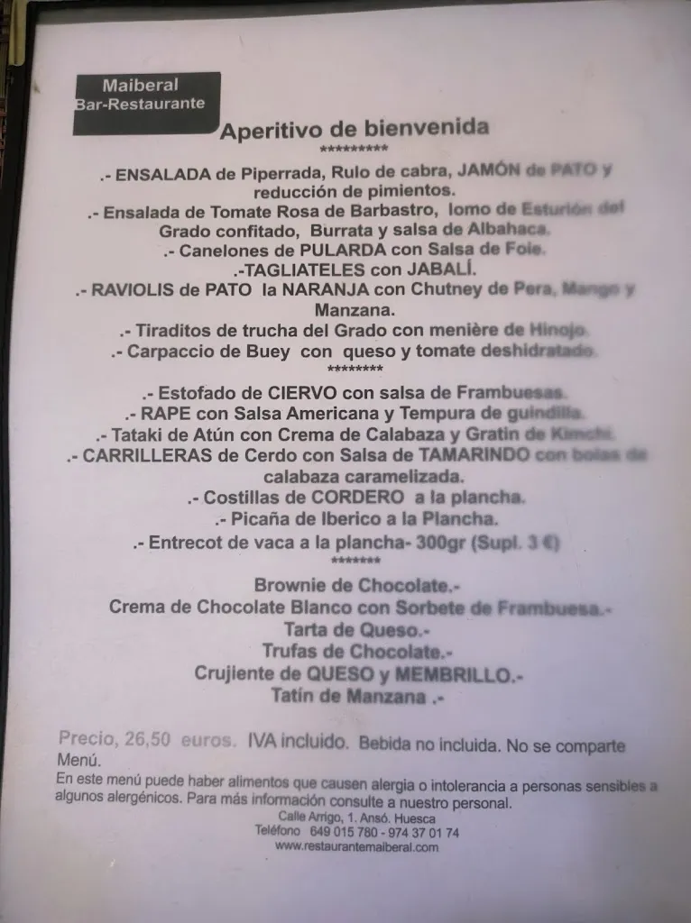 Menu_Restaurante Maiberal_Ansó_immagine_2