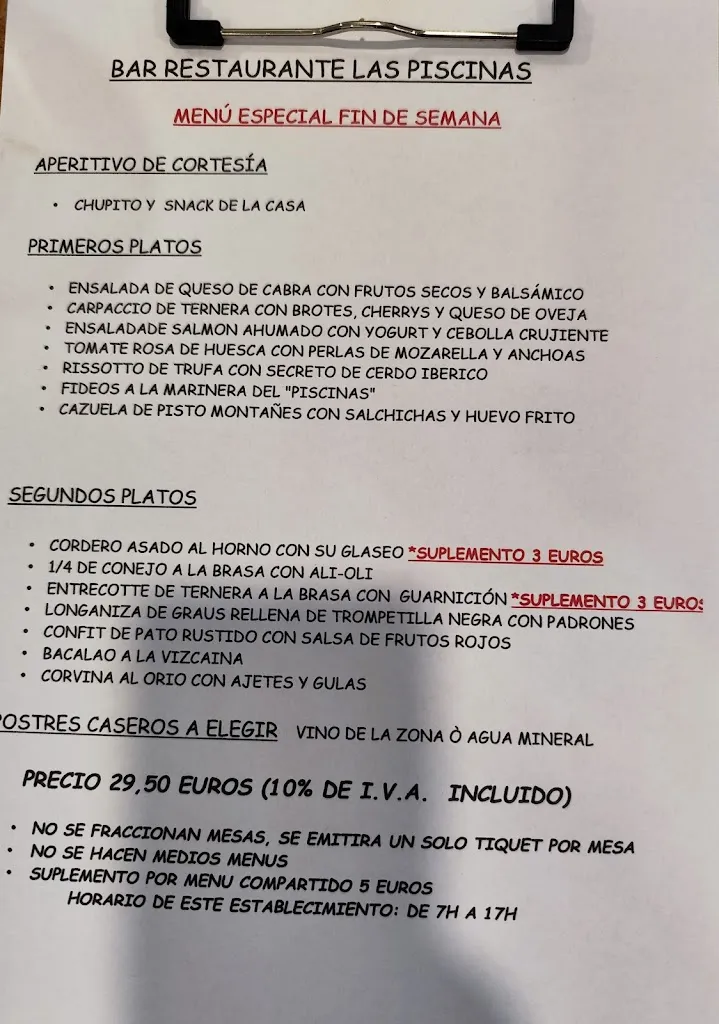 Menu_Bar Restaurante Las Piscinas_Ayerbe_image_1