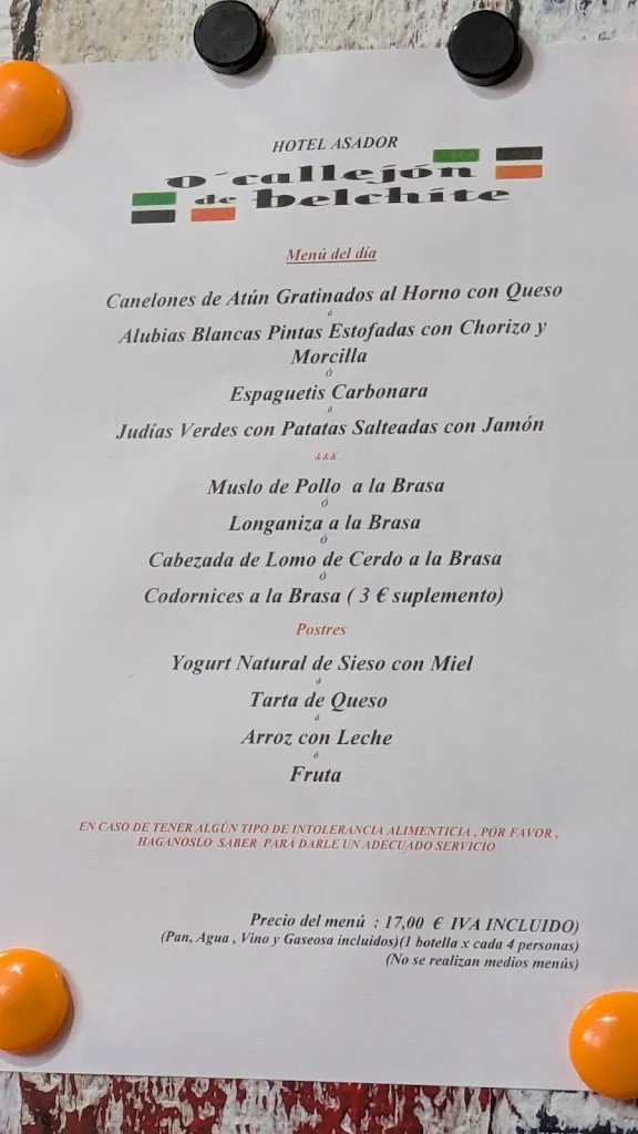 Menu_O Callejón de Belchite Hotel Asador_Ayerbe_image_2