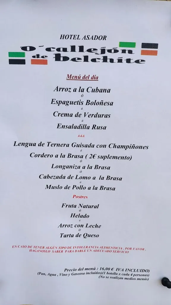 Menu_O Callejón de Belchite Hotel Asador_Ayerbe_image_3