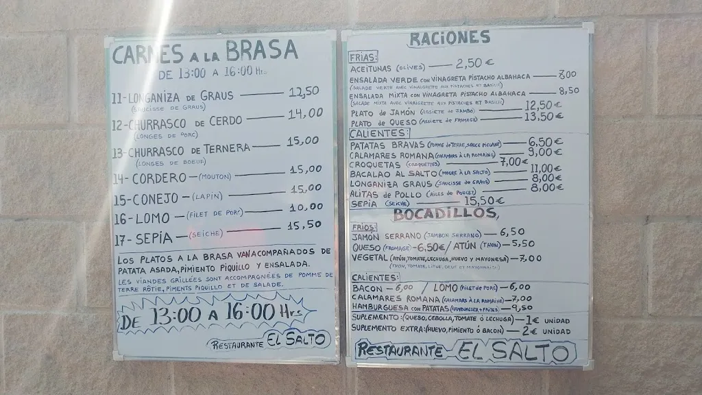 Menü_Restaurante/Albergue El Salto_Bierge_Bild_2