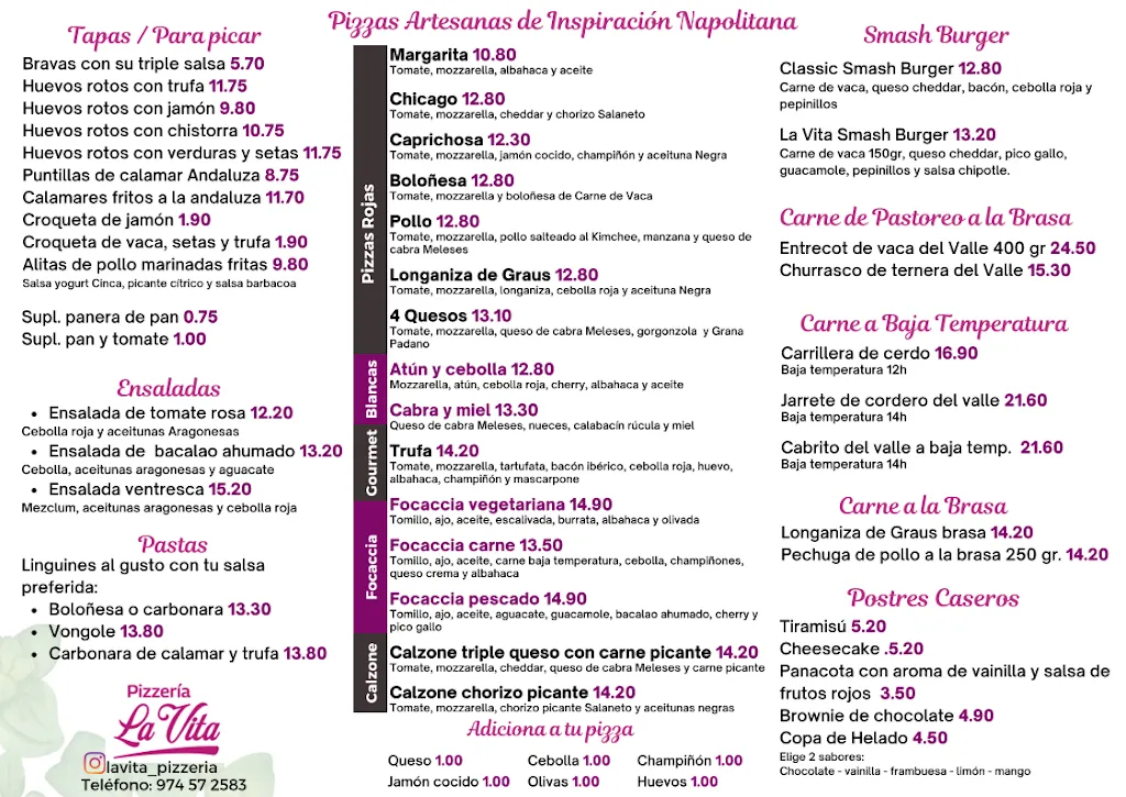 Menu_Restaurante La Vita Pizzería_Bielsa_immagine_1