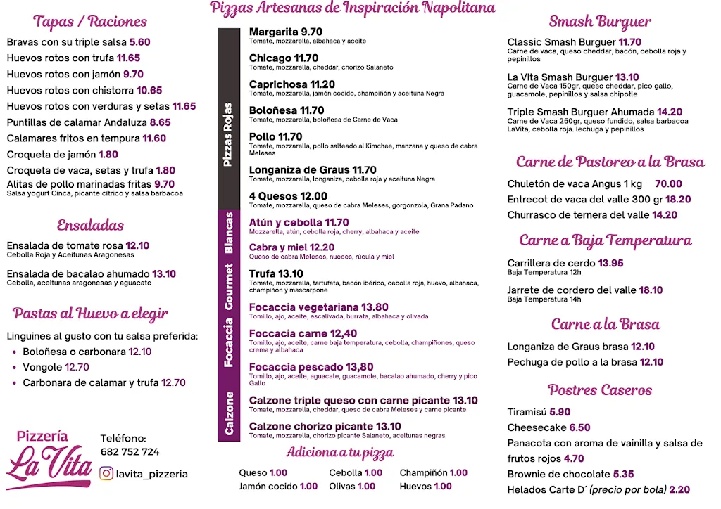 Menu_Restaurante La Vita Pizzería_Bielsa_immagine_4