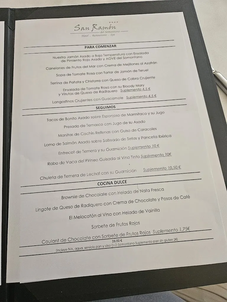 Menu_San Ramón del Somontano Restaurant_Barbastro_image_1