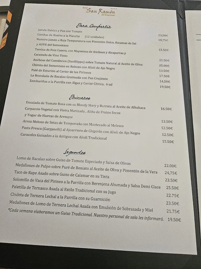 Menu_San Ramón del Somontano Restaurant_Barbastro_image_2