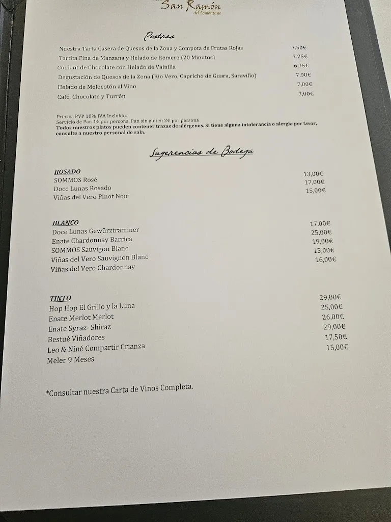 Menu_San Ramón del Somontano Restaurant_Barbastro_image_4