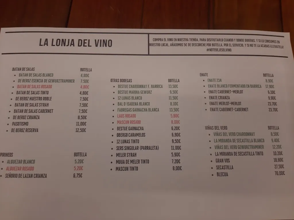 Menu_Vermuteria La Lonja del Vino_Barbastro_immagine_3