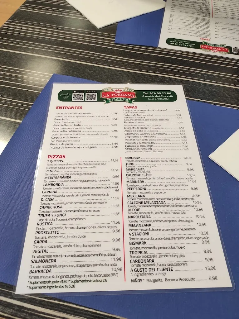 Menu_La Toscana Pizzería Barbastro_Barbastro_immagine_3