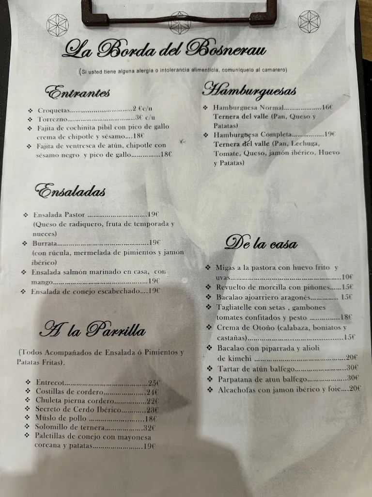 Menu_La Borda Del Bosnerau_Biescas_image_3