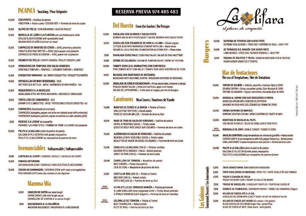 Menu_Restaurante La Lifara_Biescas_immagine_2