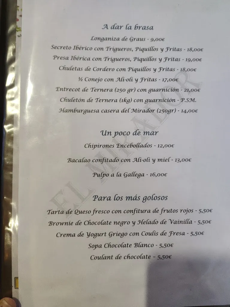 Menü_Asador El Mirador | Biescas_Biescas_Bild_1