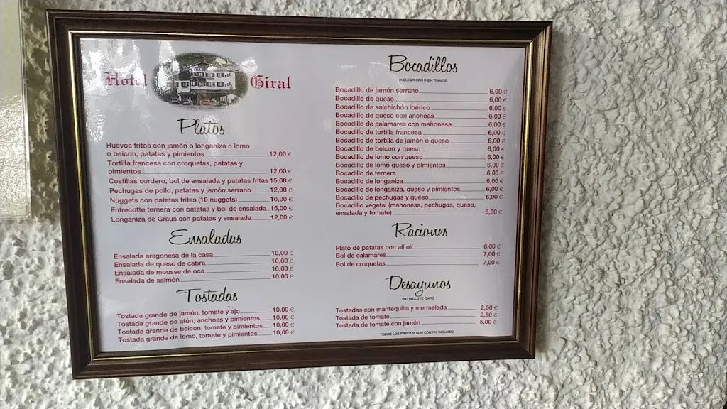 Menu_Hotel, Cafeteria ,Restaurante Giral_Biescas_image_1