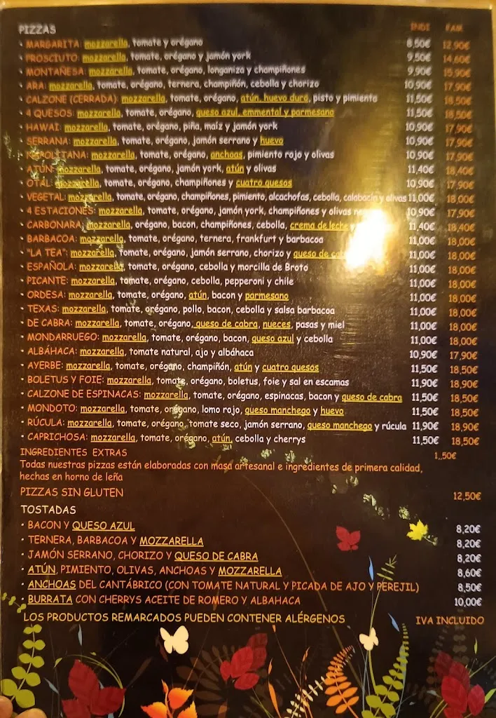 Menu_Pizzería la Tea de Broto_Broto_image_3