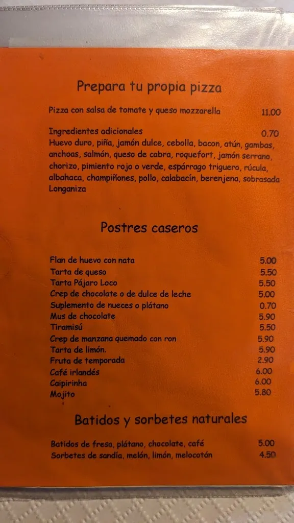 Menu_Restaurante Pájaro Loco_Castejón de Sos_immagine_1