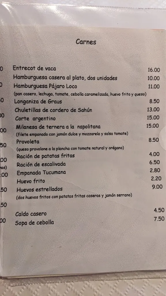 Menu_Restaurante Pájaro Loco_Castejón de Sos_immagine_2