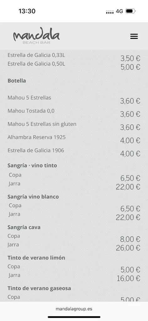 Menü_Mandala Beach Bar_Benissa_Bild_1
