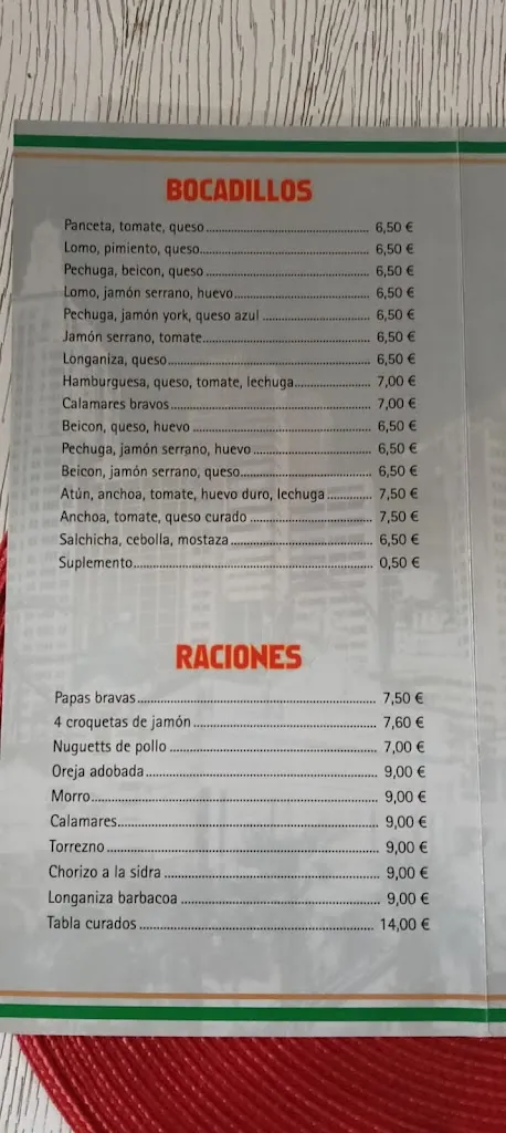 Menu_Bar Las Vegas_El Burgo de Ebro_image_1