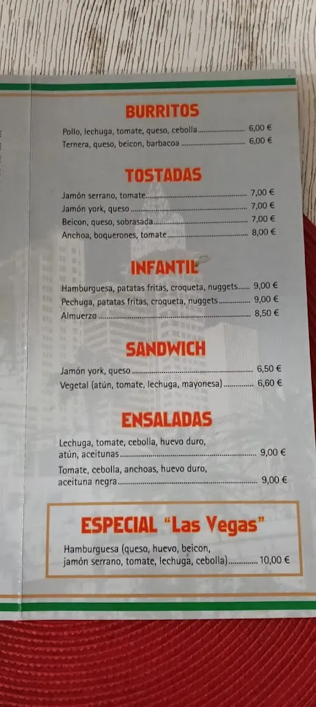 Menu_Bar Las Vegas_El Burgo de Ebro_image_2