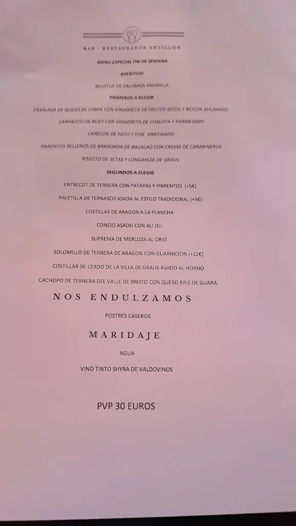 Menu_Restaurante en Huesca Antillón_Fago_immagine_1