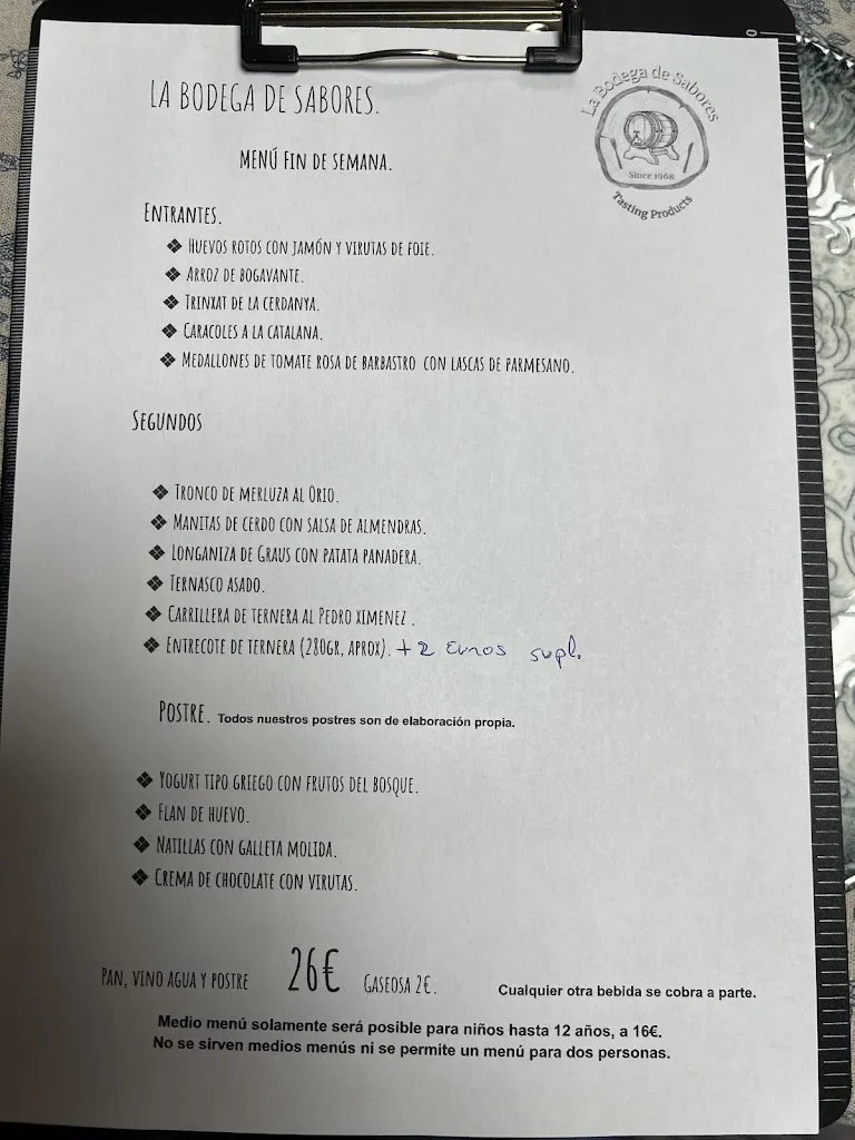Menu_Restaurante La Bodega de Sabores. _Graus_immagine_1